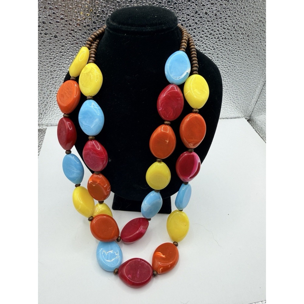 Vintage Artsy Necklace Vibrant eco-friendly handcrafted tagua nut necklace
